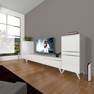 Eko On2 Mdf Std Retro Tv Ünitesi Tv Sehpası Parlak Beyaz