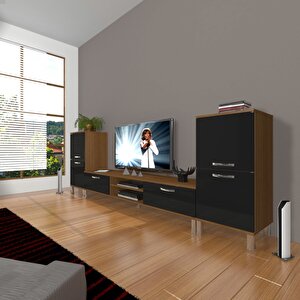 Eko On2 Slm Dvd Krom Ayaklı Tv Ünitesi Tv Sehpası Ceviz-Siyah