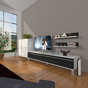 Eko On Mdf Std Krom Ayaklı Tv Ünitesi Tv Sehpası Beyaz - Siyah