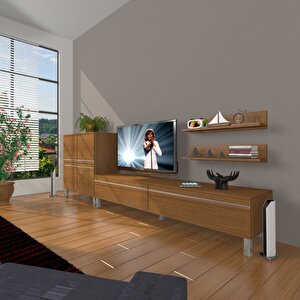 Eko On Mdf Std Krom Ayaklı Tv Ünitesi Tv Sehpası Naturel Ceviz