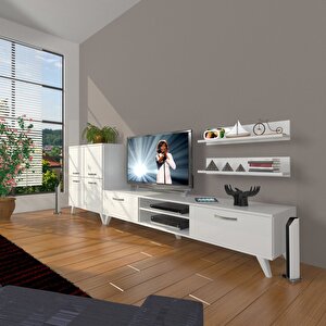 Eko On Mdf Dvd Retro Tv Ünitesi Tv Sehpası Parlak Beyaz
