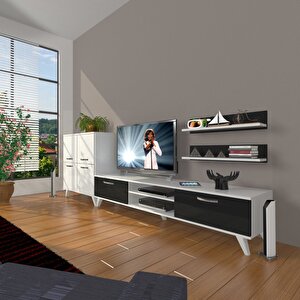 Eko On Mdf Dvd Retro Tv Ünitesi Tv Sehpası Beyaz - Siyah