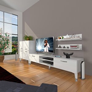 Eko On Mdf Dvd Silver Tv Ünitesi Tv Sehpası Parlak Beyaz