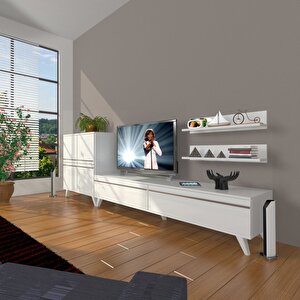 Eko On Mdf Std Retro Tv Ünitesi Tv Sehpası Parlak Beyaz
