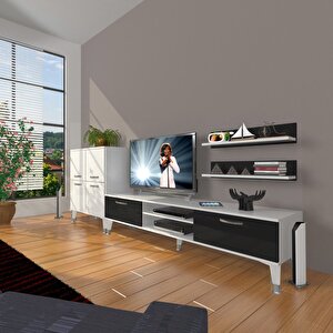 Eko On Slm Dvd Silver Tv Ünitesi Tv Sehpası Beyaz - Siyah