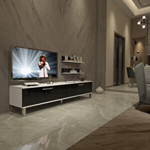 Eko 4 Slm Std Krom Ayaklı Tv Ünitesi Tv Sehpası Beyaz - Siyah