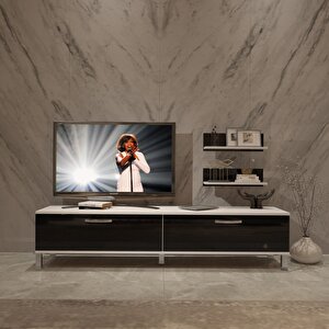 Eko 4 Slm Std Krom Ayaklı Tv Ünitesi Tv Sehpası Beyaz - Siyah
