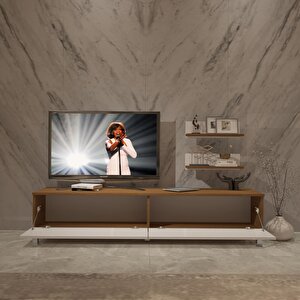 Eko 4 Slm Std Krom Ayaklı Tv Ünitesi Tv Sehpası Ceviz Beyaz