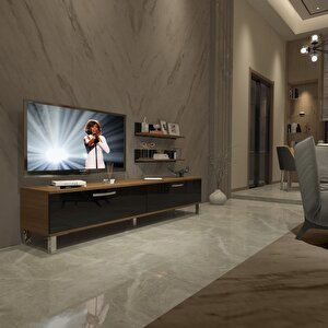 Eko 4 Slm Std Krom Ayaklı Tv Ünitesi Tv Sehpası Ceviz-Siyah