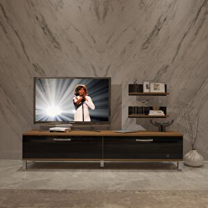 Eko 4 Slm Std Krom Ayaklı Tv Ünitesi Tv Sehpası Ceviz-Siyah