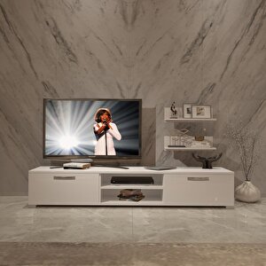 Eko 4 Slm Dvd Tv Ünitesi Tv Sehpası Parlak Beyaz