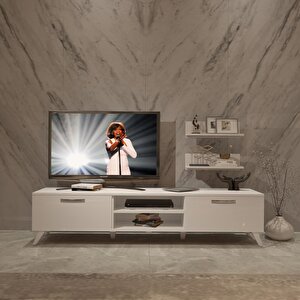 Eko 4 Slm Dvd Retro Tv Ünitesi Tv Sehpası Parlak Beyaz