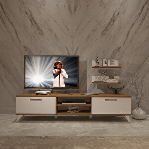 Eko 4 Slm Dvd Retro Tv Ünitesi Tv Sehpası Ceviz Beyaz