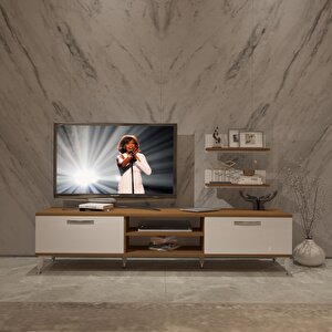 Eko 4 Slm Dvd Silver Tv Ünitesi Tv Sehpası Ceviz Beyaz
