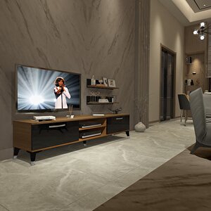 Eko 4 Slm Dvd Silver Tv Ünitesi Tv Sehpası Ceviz-Siyah