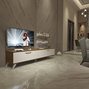 Eko 4 Slm Std Retro Tv Ünitesi Tv Sehpası Ceviz Beyaz