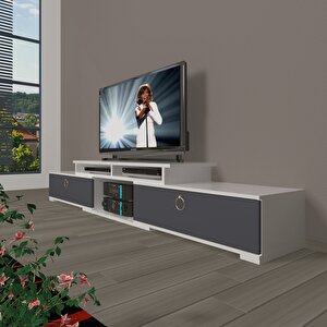 Flex 130 Mdf Gold Tv Ünitesi Tv Sehpası Beyaz - Antrasit