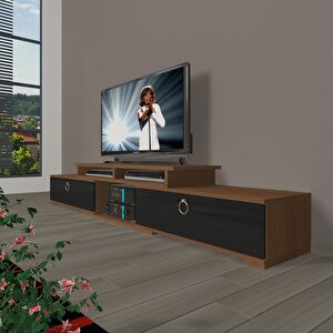 Flex 130 Mdf Gold Tv Ünitesi Tv Sehpası Ceviz-Siyah