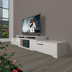 Flex 130 Mdf Tv Ünitesi Tv Sehpası Parlak Beyaz