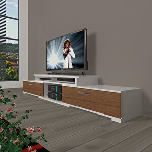 Flex 130 Mdf Tv Ünitesi Tv Sehpası Beyaz - Ceviz