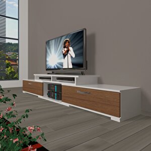 Flex 130 Slm Tv Ünitesi Tv Sehpası Beyaz - Ceviz