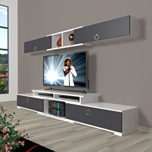 Flex 5130 Mdf Gold Tv Ünitesi Tv Sehpası Beyaz - Antrasit