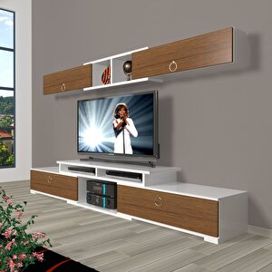 Flex 5130 Mdf Gold Tv Ünitesi Tv Sehpası Beyaz - Ceviz