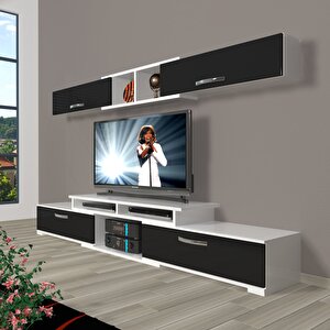 Flex 5130 Slm Tv Ünitesi Tv Sehpası Beyaz - Siyah