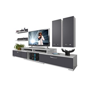 Flex 5d130 Mdf Tv Ünitesi Tv Sehpası Beyaz - Antrasit