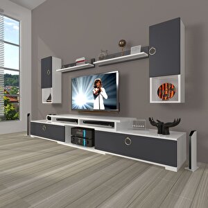 Flex 5da130 Mdf Gold Tv Ünitesi Tv Sehpası Beyaz - Antrasit