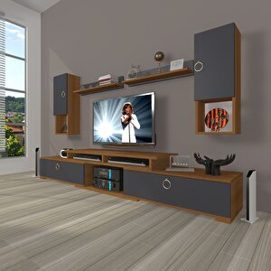 Flex 5da130 Mdf Gold Tv Ünitesi Tv Sehpası Ceviz Antrasit