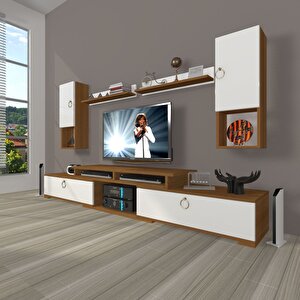 Flex 5da130 Mdf Gold Tv Ünitesi Tv Sehpası Ceviz Beyaz