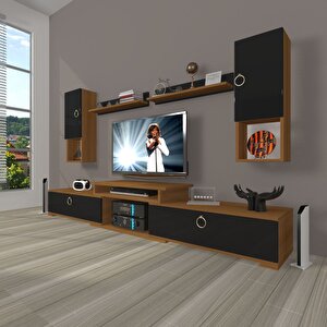 Flex 5da Mdf Gold Tv Ünitesi Tv Sehpası Ceviz-Siyah