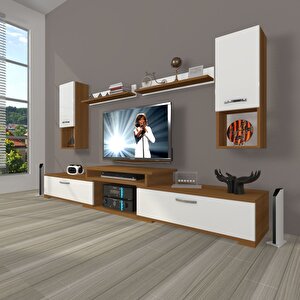 Flex 5da Mdf Tv Ünitesi Tv Sehpası Ceviz Beyaz