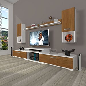 Flex 5da Slm Tv Ünitesi Tv Sehpası Beyaz - Ceviz