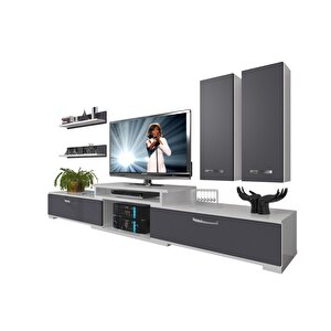 Flex 5d Mdf Tv Ünitesi Tv Sehpası Beyaz - Antrasit