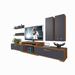 Flex 5d Mdf Tv Ünitesi Tv Sehpası Ceviz Antrasit