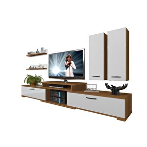 Flex 5d Mdf Tv Ünitesi Tv Sehpası Ceviz Beyaz