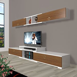 Flex 5 Mdf Gold Tv Ünitesi Tv Sehpası Beyaz - Ceviz