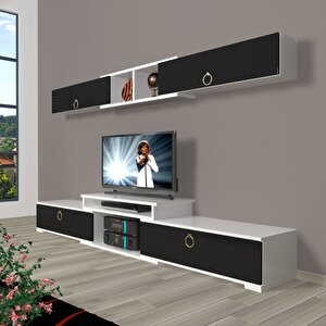 Flex 5 Mdf Gold Tv Ünitesi Tv Sehpası Beyaz - Siyah