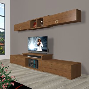 Flex 5 Mdf Gold Tv Ünitesi Tv Sehpası Naturel Ceviz