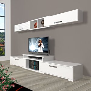 Flex 5 Mdf Tv Ünitesi Tv Sehpası Parlak Beyaz