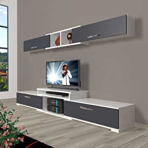 Flex 5 Mdf Tv Ünitesi Tv Sehpası Beyaz - Antrasit