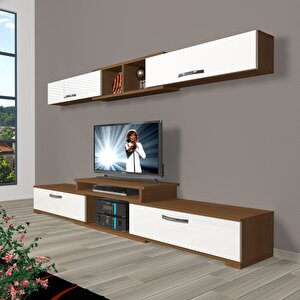 Flex 5 Mdf Tv Ünitesi Tv Sehpası Ceviz Beyaz