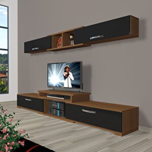 Flex 5 Slm Tv Ünitesi Tv Sehpası Ceviz-Siyah