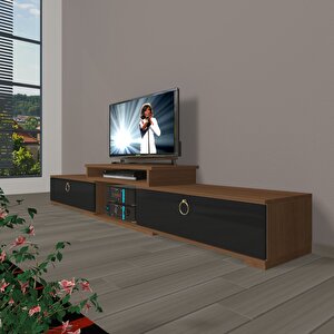 Flex 4 Mdf Gold Tv Ünitesi Tv Sehpası Ceviz-Siyah