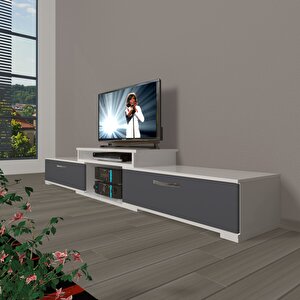 Flex 4 Mdf Tv Ünitesi Tv Sehpası Beyaz - Antrasit