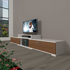 Flex 4 Mdf Tv Ünitesi Tv Sehpası Beyaz - Ceviz