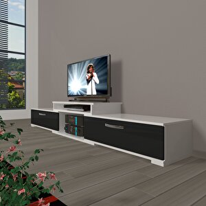 Flex 4 Mdf Tv Ünitesi Tv Sehpası Beyaz - Siyah