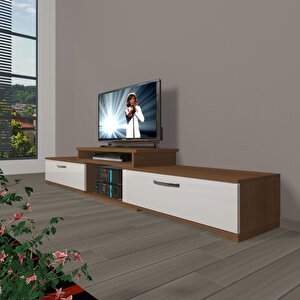 Flex 4 Slm Tv Ünitesi Tv Sehpası Ceviz Beyaz